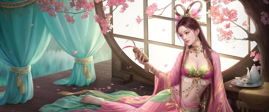 【玉脂牵芯】SP貂蝉带鱼屏壁纸｜3440×1440古玉色域与浮雕光追技术解析