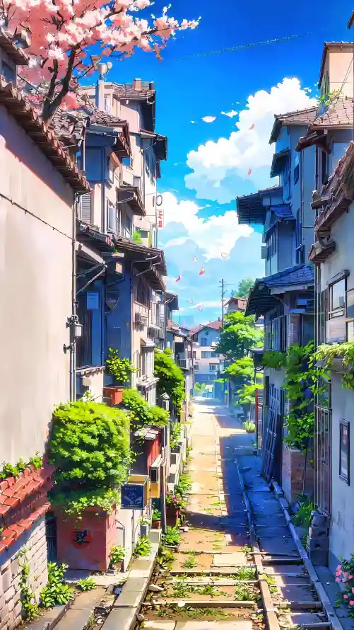 动漫化街景蓝漫壁纸展示霓虹灯招牌与建筑光影的赛博美学,采用NVIDIA Omniverse渲染4K超清画面,适配全平台设备