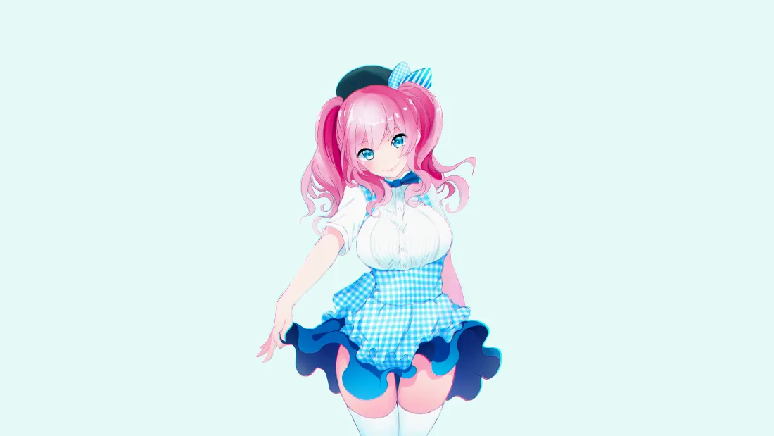 次元破界｜3840×2160粉色头发动漫壁纸：蓝白格子裙少女的觉醒时刻