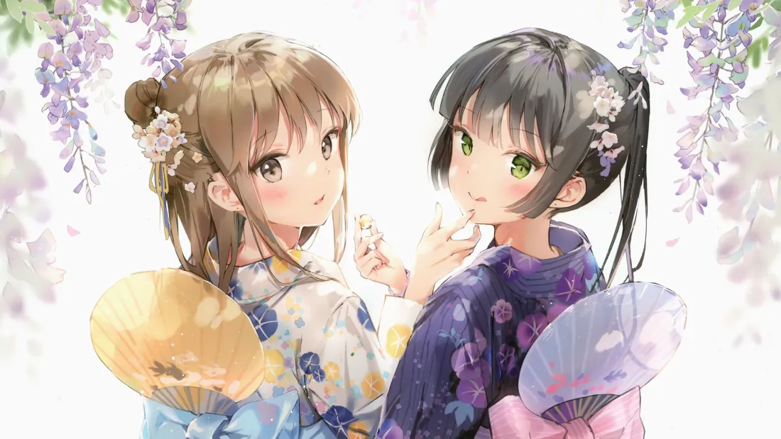 和服少女的千年蝶恋｜4K超清动漫壁纸：淡雅樱粉色系下的唯美物语