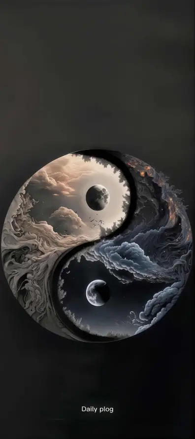 【道家壁纸】八卦阴阳能量壁纸｜道家云纹月亮4K冥想桌面+手机锁屏深色模式