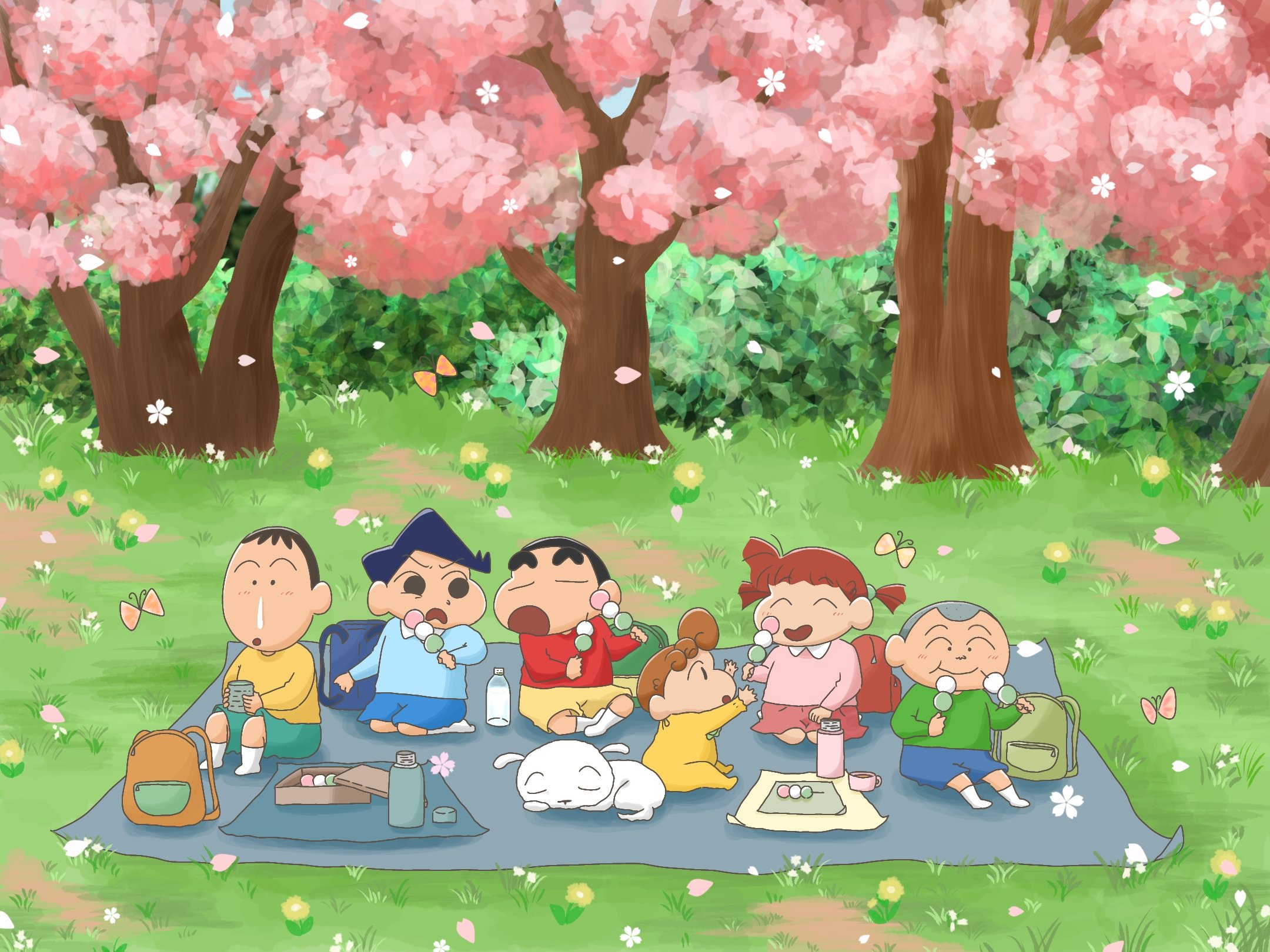 春日野餐大作战！蜡笔小新和他的朋友们在绿野仙踪版野餐垫上开派对