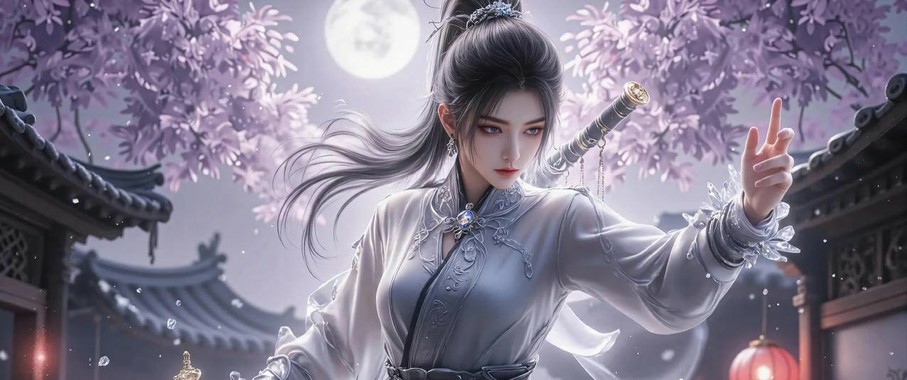 【剑来典藏】宁姚月下霓裳壁纸｜3440×1440超宽幅动态水墨渲染技术解析