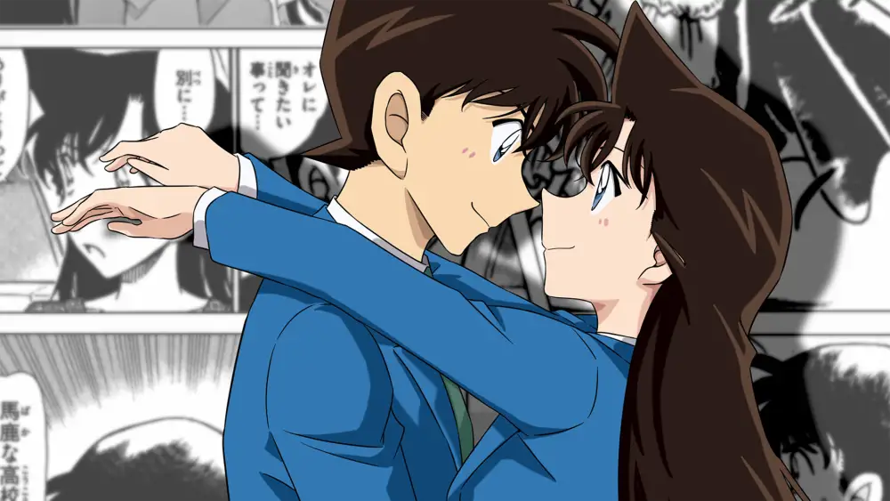 3840x2160分辨率名侦探柯南深夜办公室壁纸,蓝色西装与动态漫画格背景