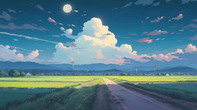 深海蓝调方程式｜寂静时光4K壁纸重构星夜田园的流体动力学
