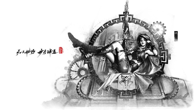 玄墨灰调方程式｜永劫无间沈妙4K壁纸重构水墨机甲的流体美学