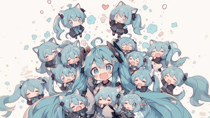 棉花糖蓝调方程式｜初音未来小萌神4K壁纸重构二次元软萌美学的像素实验室
