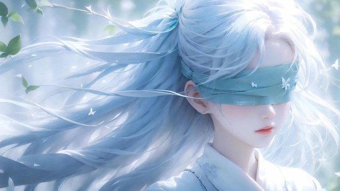 青焰丹青方程式｜仙剑问情蒙眼少女4K壁纸重构仙侠炼丹的流体美学