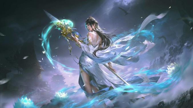 冰魄流体方程式｜永劫无间美女人物4K壁纸重构东方幻境的流体动力学