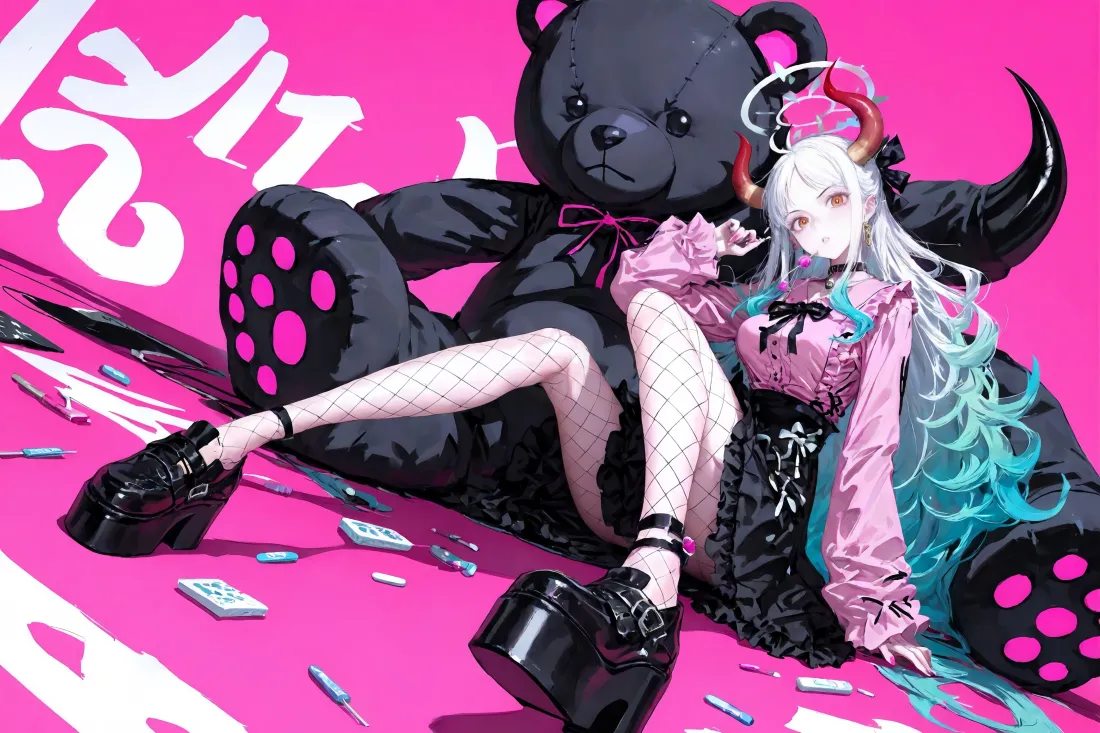 「限免｜潮光少女×哥特玩偶壁纸［幻色重构计划］｜乐摄图库」​