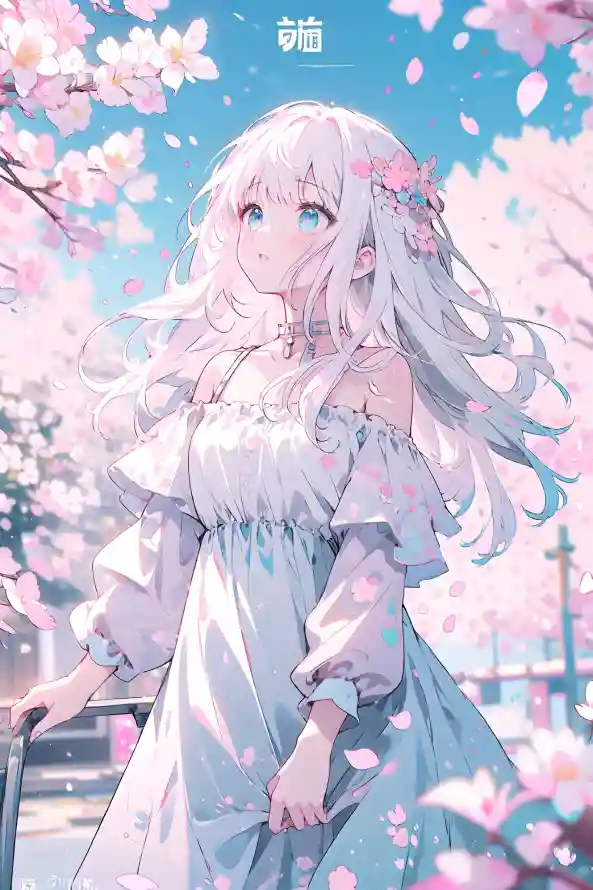 「限免典藏｜樱花雨幕少女壁纸［萌系光影方程式］｜乐摄图库」​